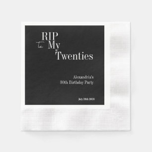 Serviette En Papier 30e anniversaire RIP 20 ans Soirée noir et blanc