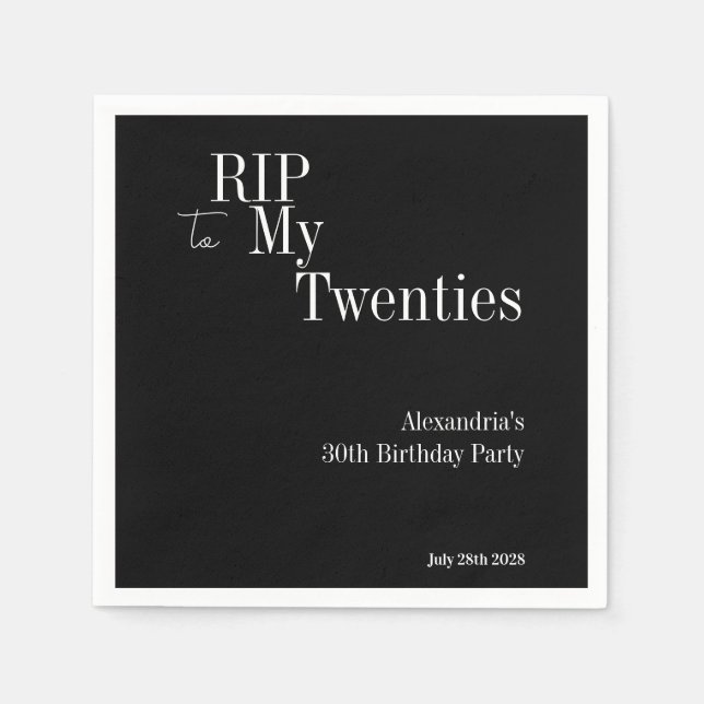 Serviette En Papier 30e anniversaire RIP 20s Black and White Party (Devant)