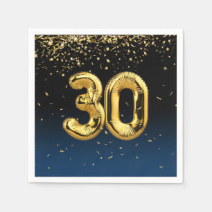 Serviette En Papier 30e Ballons d'or et serviettes Confetti