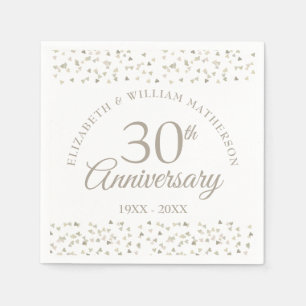 Serviette En Papier 30e Perle Mariage Anniversaire Coeurs Confetti