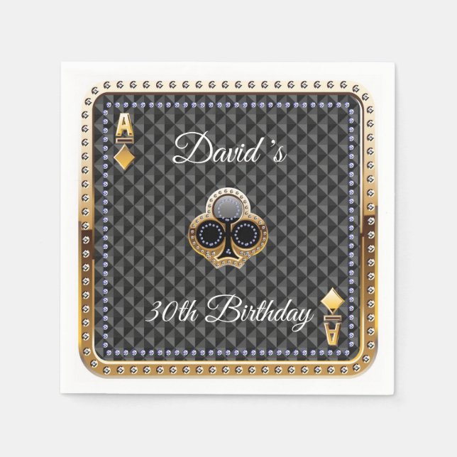 Serviette En Papier 30e Poker carte de jeu Casino Anniversaire serviet (Devant)