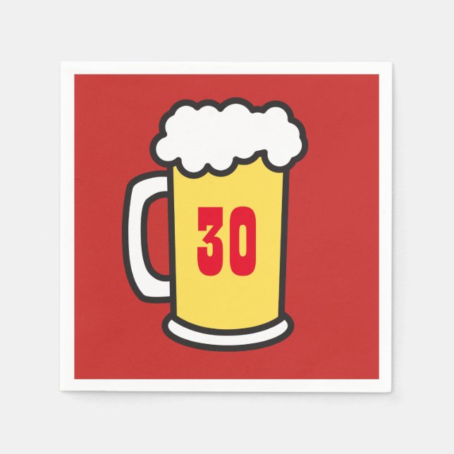 Serviette En Papier 30ème Jalon Anniversaire Bière Serviettes (Devant)