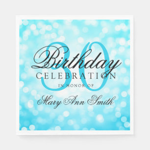 Serviette En Papier 30ème Lumières bleues turquoises de parties