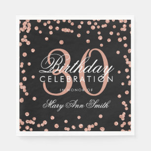 Serviette En Papier 30ème noir de confettis de parties scintillantes