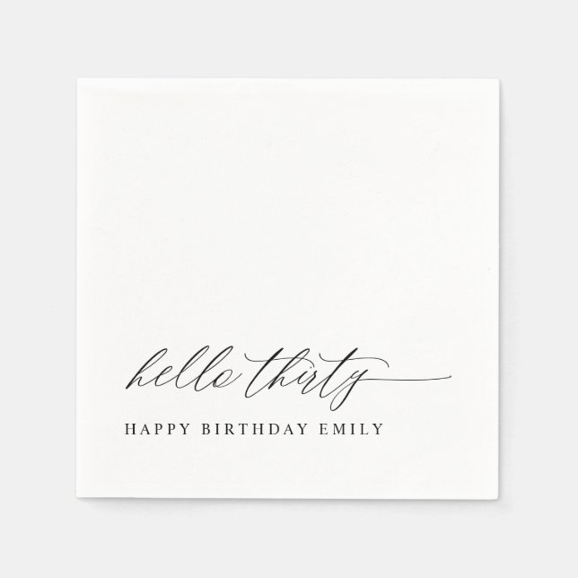 Serviette En Papier 30th Birthday Party Hello 30 Modern Milestone (Devant)