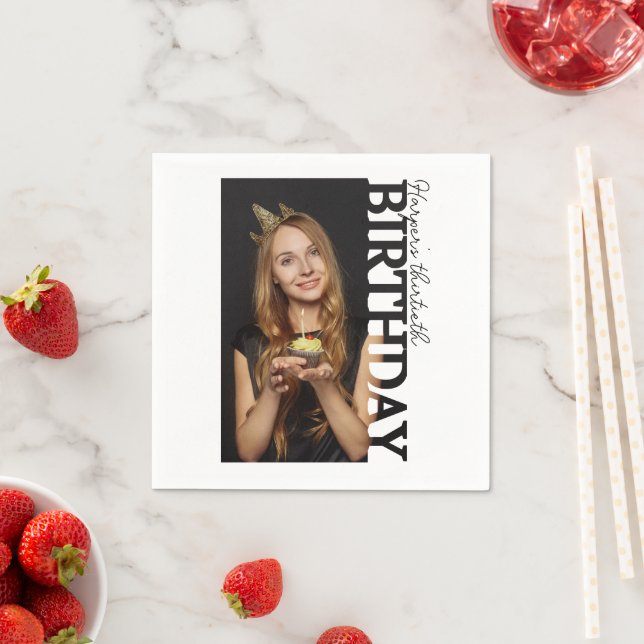 Serviette En Papier 30th Birthday Photo college Party  (En situation)