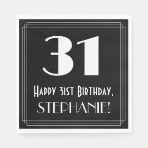Serviette En Papier 31e anniversaire ~ Art Déco Inspiré "31", Nom