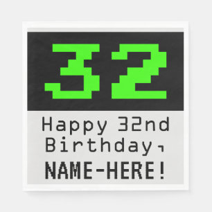 Serviette En Papier 32e anniversaire - Nerdy / Geeky Style "32" & Nom
