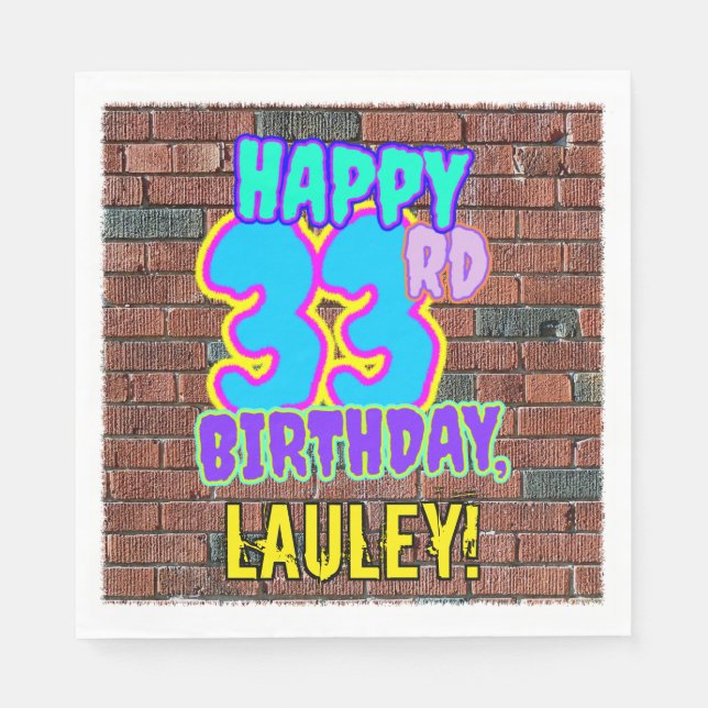 Serviette En Papier 33e anniversaire ~ Amusant, Graffiti urbain inspir (Devant)