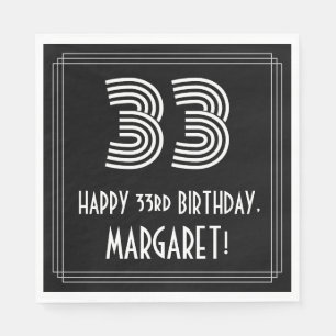 Serviette En Papier 33e anniversaire : Art Déco Inspiré Look "33" + No