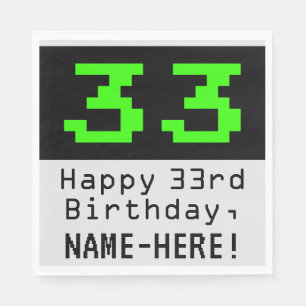 Serviette En Papier 33e anniversaire - Nerdy / Geeky Style "33" & Nom