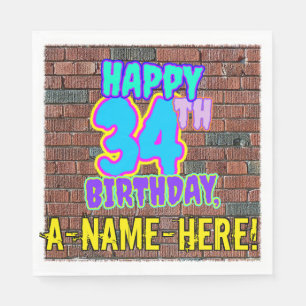 Serviette En Papier 34e anniversaire ~ Amusant, Graffiti urbain inspir