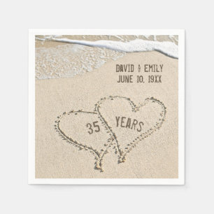 Serviette En Papier 35e anniversaire Beach Hearts Napkins