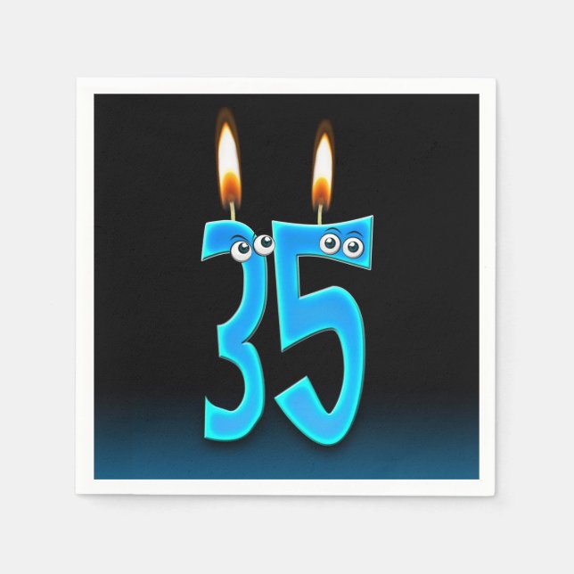 Serviette En Papier 35e anniversaire bougies avec boules d'yeux (Devant)