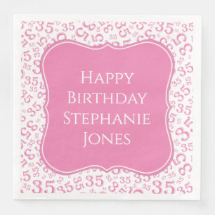 Serviette En Papier 35e anniversaire Motif du numéro de support rose/b