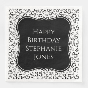 Serviette En Papier 35e anniversaire noir/blanc Motif aléatoire 35