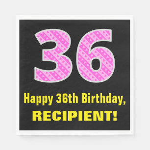 Serviette En Papier 36e anniversaire : Pink Stripes and Hearts "36" +