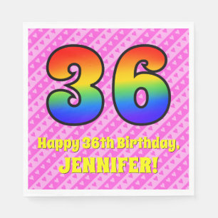 Serviette En Papier 36e anniversaire : Pink Stripes & Hearts, Arc en c