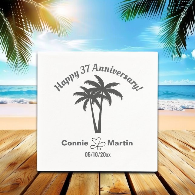 Serviette En Papier 37th Wedding Anniversary Palm Trees (Créateur téléchargé)