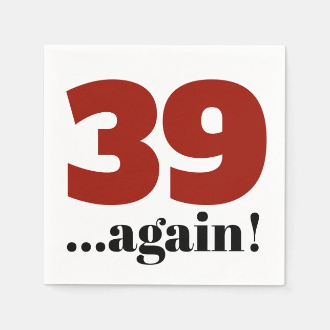 Serviette En Papier 39 à nouveau cher rouge fête d'anniversaire (Devant)