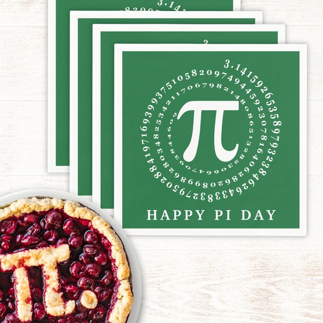 Serviette En Papier 3.14 Numéro Spiral Joyeux Pi Jour Vert (Créateur téléchargé)