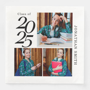 Serviette En Papier 3 Collage Photo 2025 Parti de graduation personnal