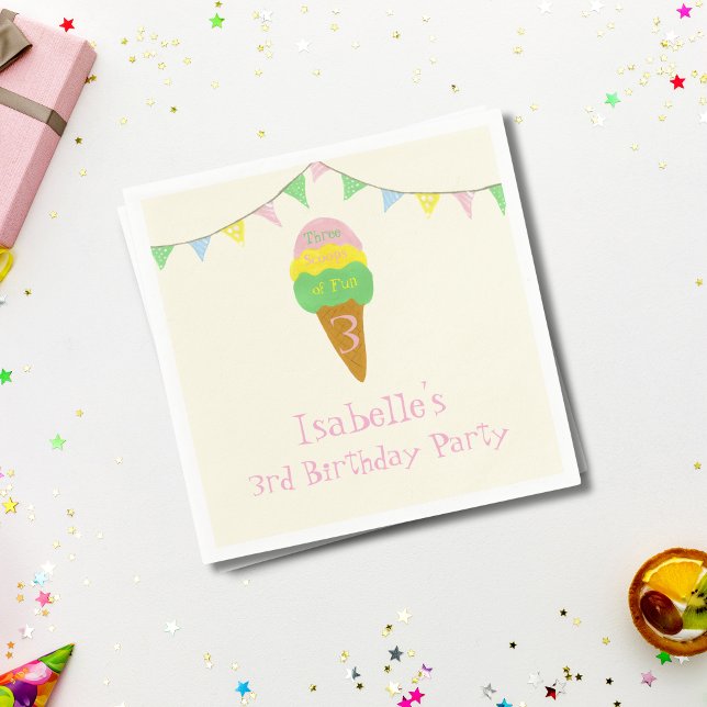 Serviette En Papier 3 Cuillérées de Fun Anniversaire 3 ans Glace  (Créateur téléchargé)