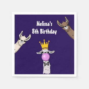 Serviette En Papier 3 Cute Llama Face Caricature Anniversaire