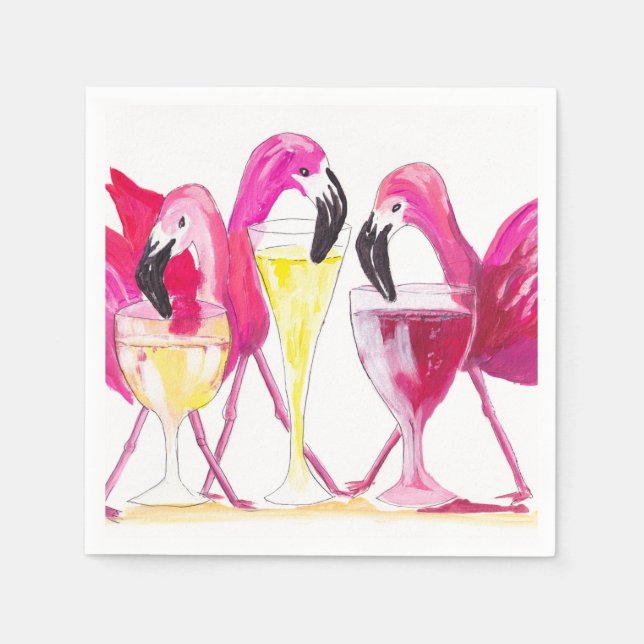 Serviette En Papier 3 Flamants roses Papier Napkin (Devant)