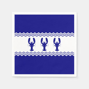 Serviette En Papier 3 Homards Côtiers Bleus Et Blancs De La Marine