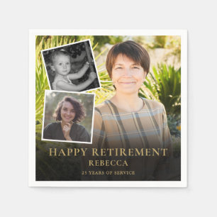 Serviette En Papier 3 Photo Collage Fête de Retraite