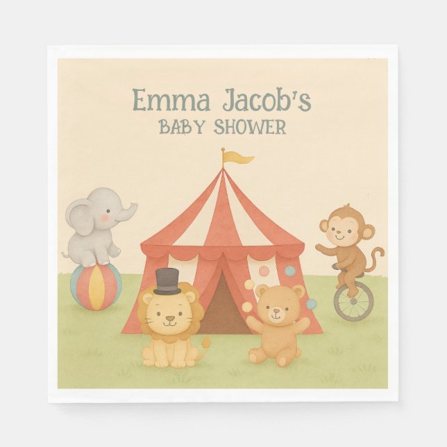 Serviette En Papier 3 Ring Circus Baby Shower (Devant)