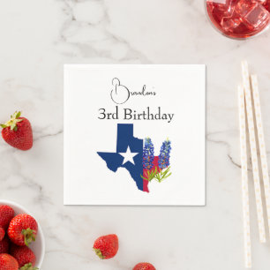 Serviette En Papier 3e anniversaire Bluebonnets Texas Floral Kids