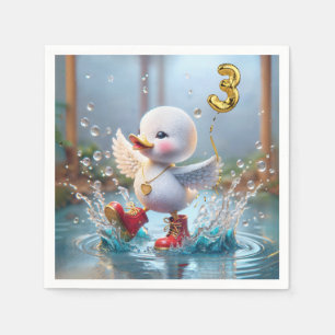 Serviette En Papier 3e anniversaire Duck Dancing In a Rain Puddle