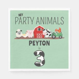 Serviette En Papier 3e anniversaire Fête Animaux Ferme Anniversaire En