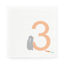 3E Anniversaire Jour moderne Bunny Party Napkins