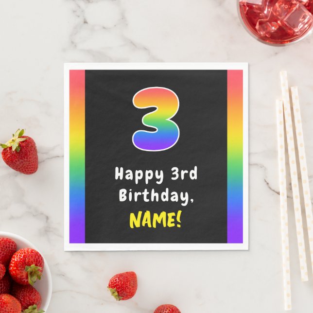 Serviette En Papier 3e anniversaire : Rainbow Spectrum # 3, Nom person (En situation)