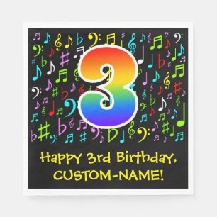 Serviette En Papier 3e anniversaire - Symboles de musique colorée, Arc