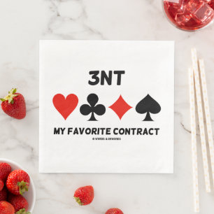 Serviette En Papier 3NT Mon contrat favori Quatre cartes convient Brid