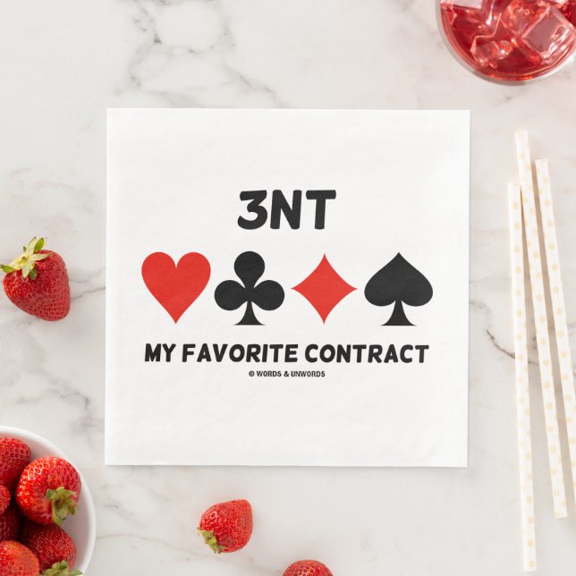 Serviette En Papier 3NT Mon contrat favori Quatre cartes convient Brid (En situation)