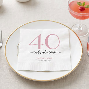 Serviette En Papier 40 ans et Fabuleux Nom Date 40e Fête d'anniversair
