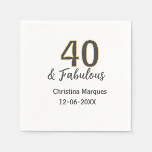 Serviette En Papier 40 ans et magnifique calligraphie gris jaune d'ann
