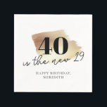 Serviette En Papier 40 est la nouvelle 29 Gold Black 40th Birthday Par<br><div class="desc">40 est le nouveau 29 Gold et Black 40th Personnalisé Anniversaire Napkin... Notre serviette de soirée en or et noir sur blanc 40th Birthday présente le numéro 40 superposé sur un motif de brosse à feuille d'or métallique, suivi de "is the new 29" également en encre noire. Ci-dessous se trouve...</div>