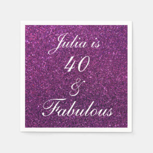 Serviette En Papier 40 Et Fabuleux Anniversaire Purple Parties scintil