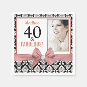 Serviette En Papier 40 et Fabuleux Rose or arc damask 40e anniversaire