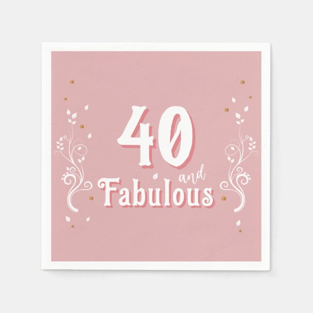 Serviette En Papier 40 et Fabulous Foliage rose 40e anniversaire (Devant)
