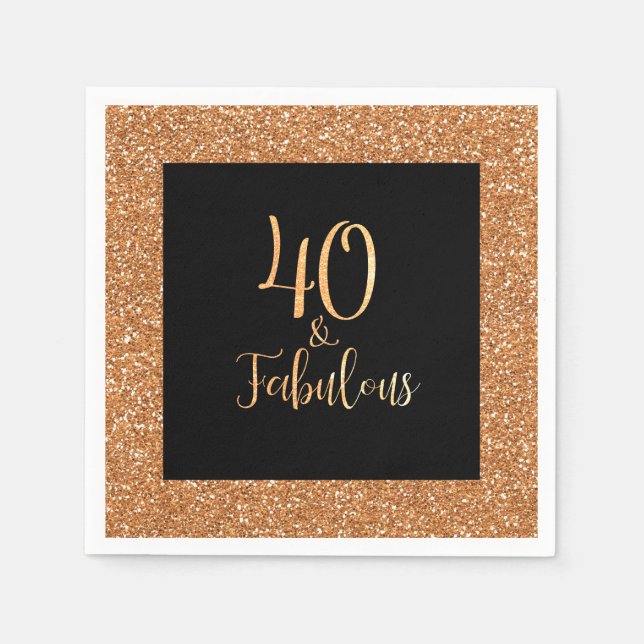 Serviette En Papier 40 & Fabuleux Anniversaire Gold Parties scintillan (Devant)