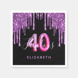 Serviette En Papier 40 Fabuleux anniversaire noir violet parties scint