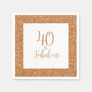 Serviette En Papier 40 & Fabuleux Birthday Gold Parties scintillant