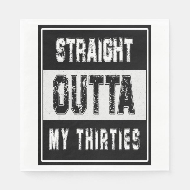 SERVIETTE EN PAPIER 40E, 40E ANNIVERSAIRE, TOUT DROIT TRENTE NAPKIN (Devant)